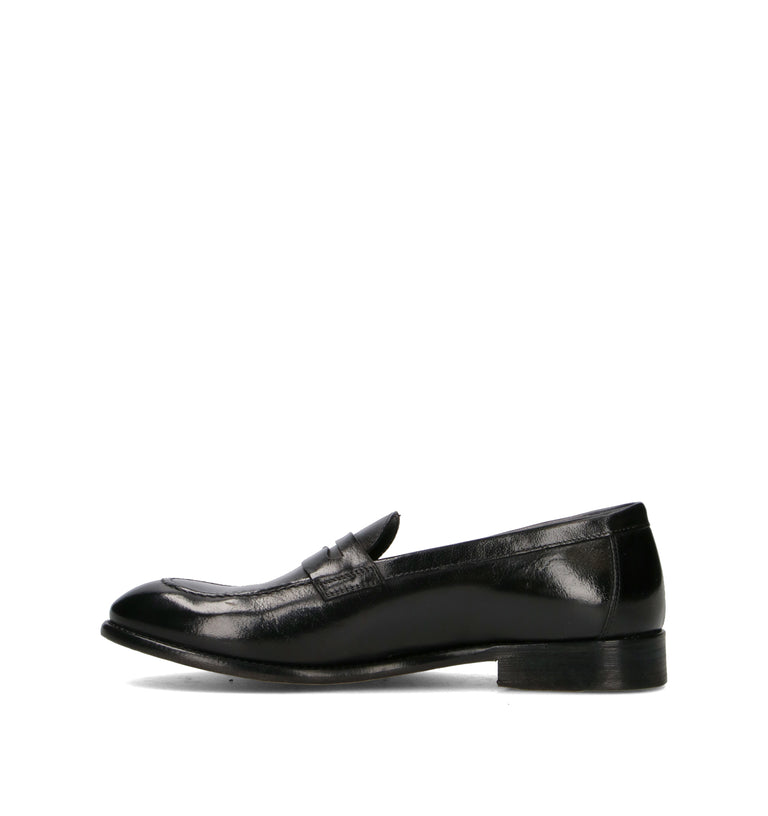 ANTICO MASTRO Mocassino uomo nero in pelle
