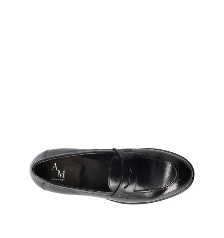 ANTICO MASTRO Mocassino uomo nero in pelle