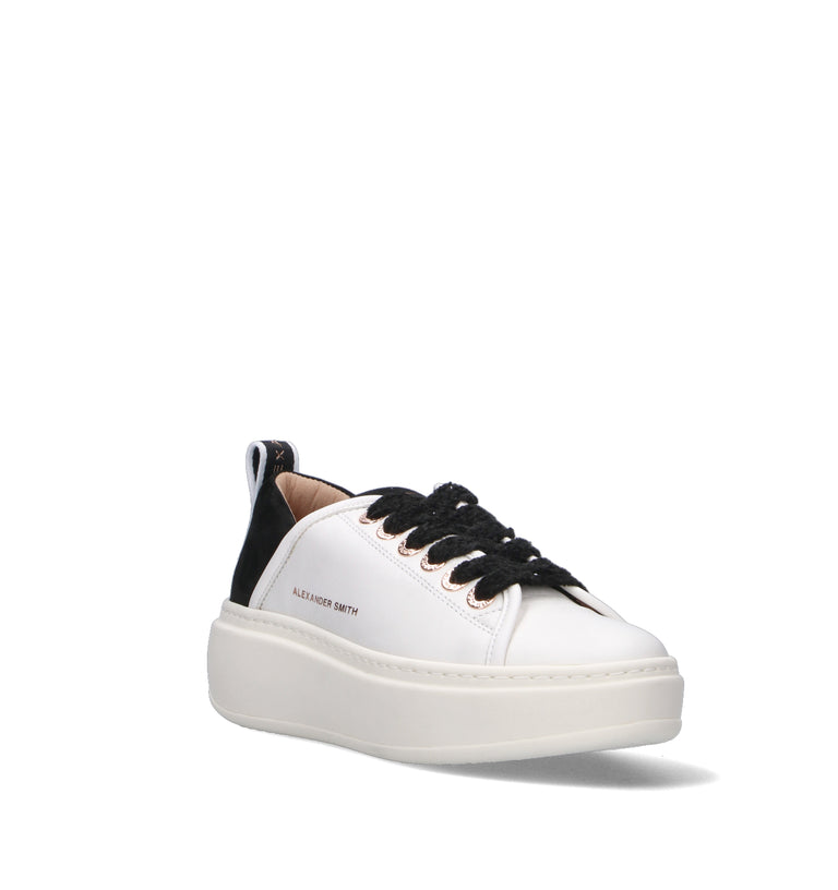 ALEXANDER SMITH Sneaker donna bianca/nera in pelle
