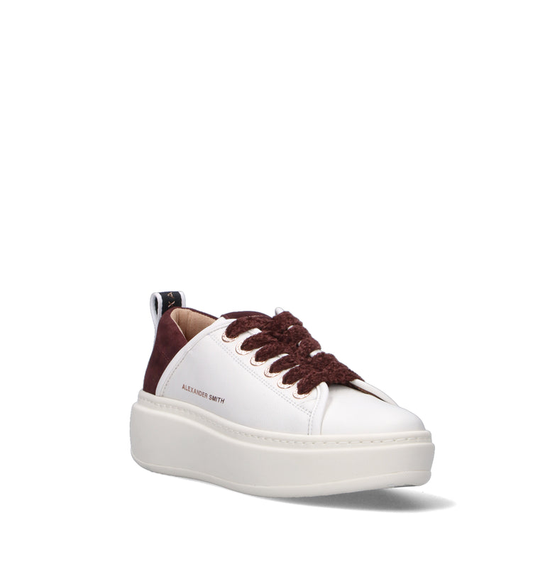 ALEXANDER SMITH Sneaker donna bianca/bordeaux in pelle