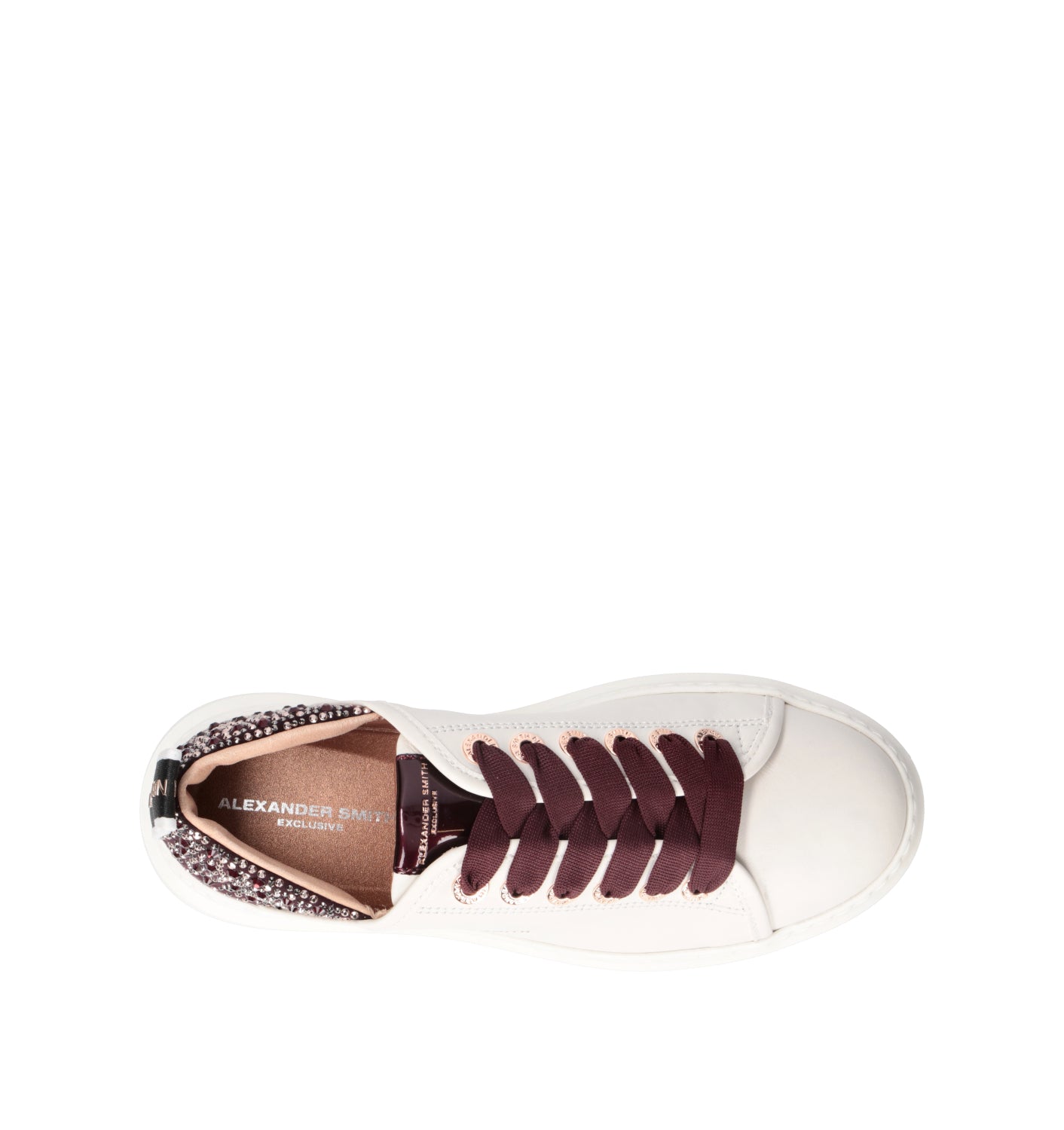 ALEXANDER SMITH Sneaker donna bianca/bordeaux in pelle