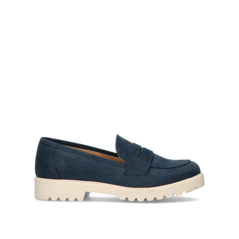 BIANCOANTICO Mocassino donna blu in suede