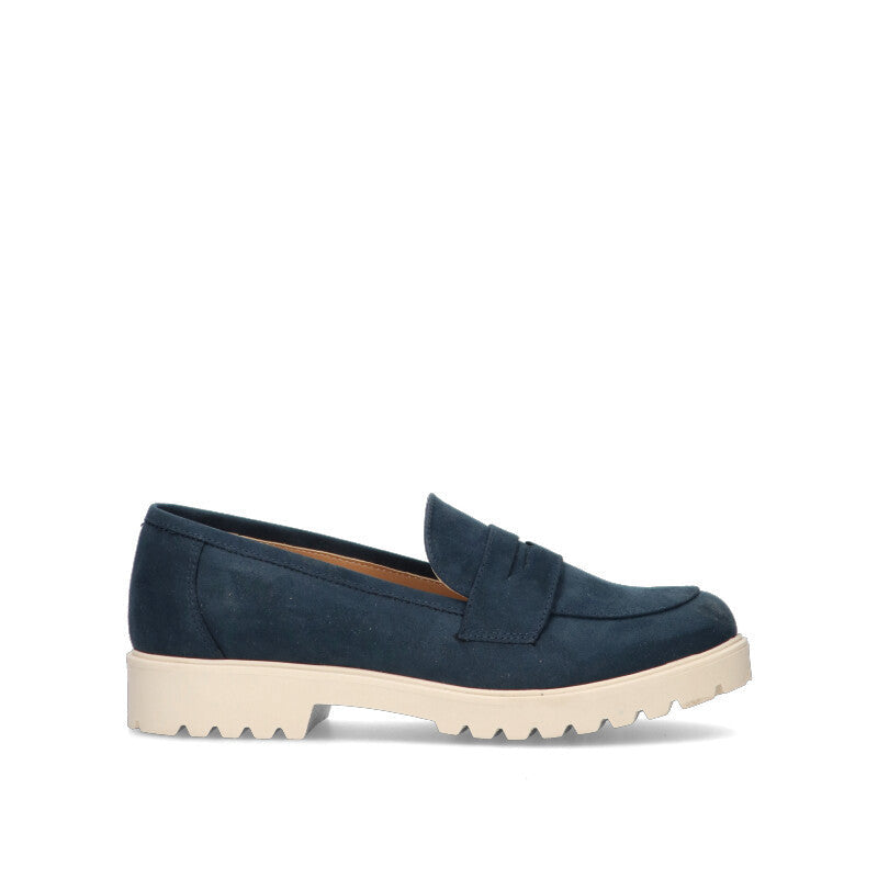 BIANCOANTICO Mocassino donna blu in suede