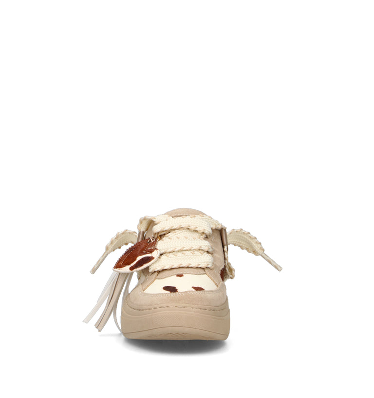 CAFéNOIR Sneaker donna beige in cavallino