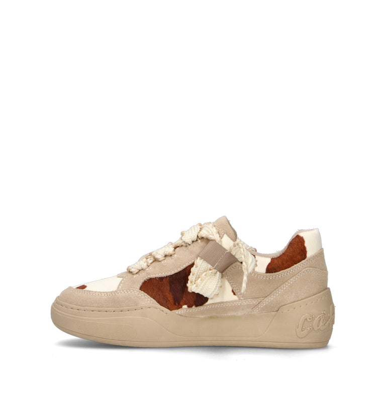 CAFéNOIR Sneaker donna beige in cavallino