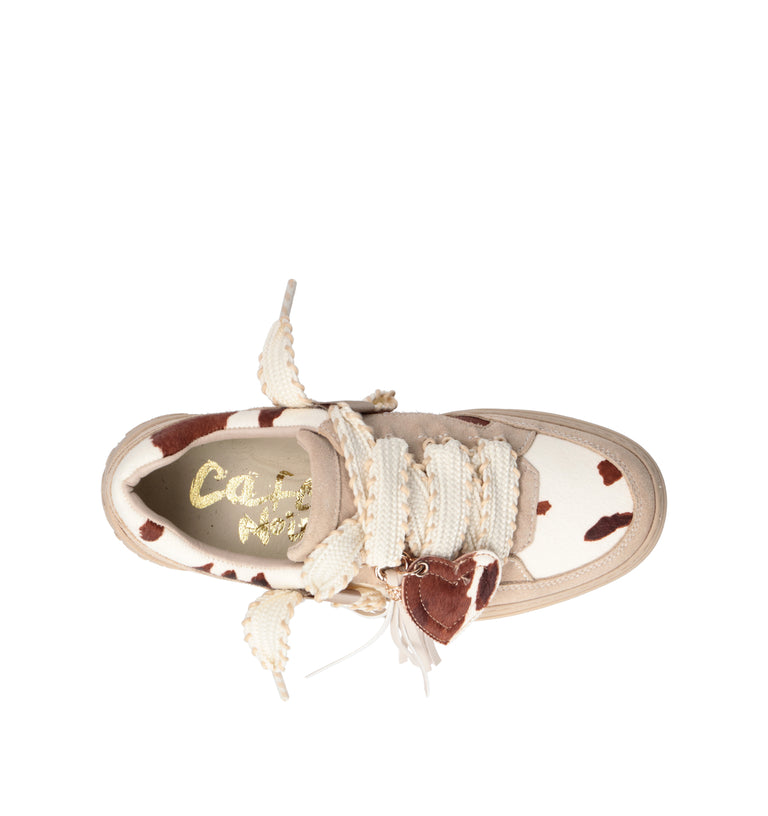 CAFéNOIR Sneaker donna beige in cavallino
