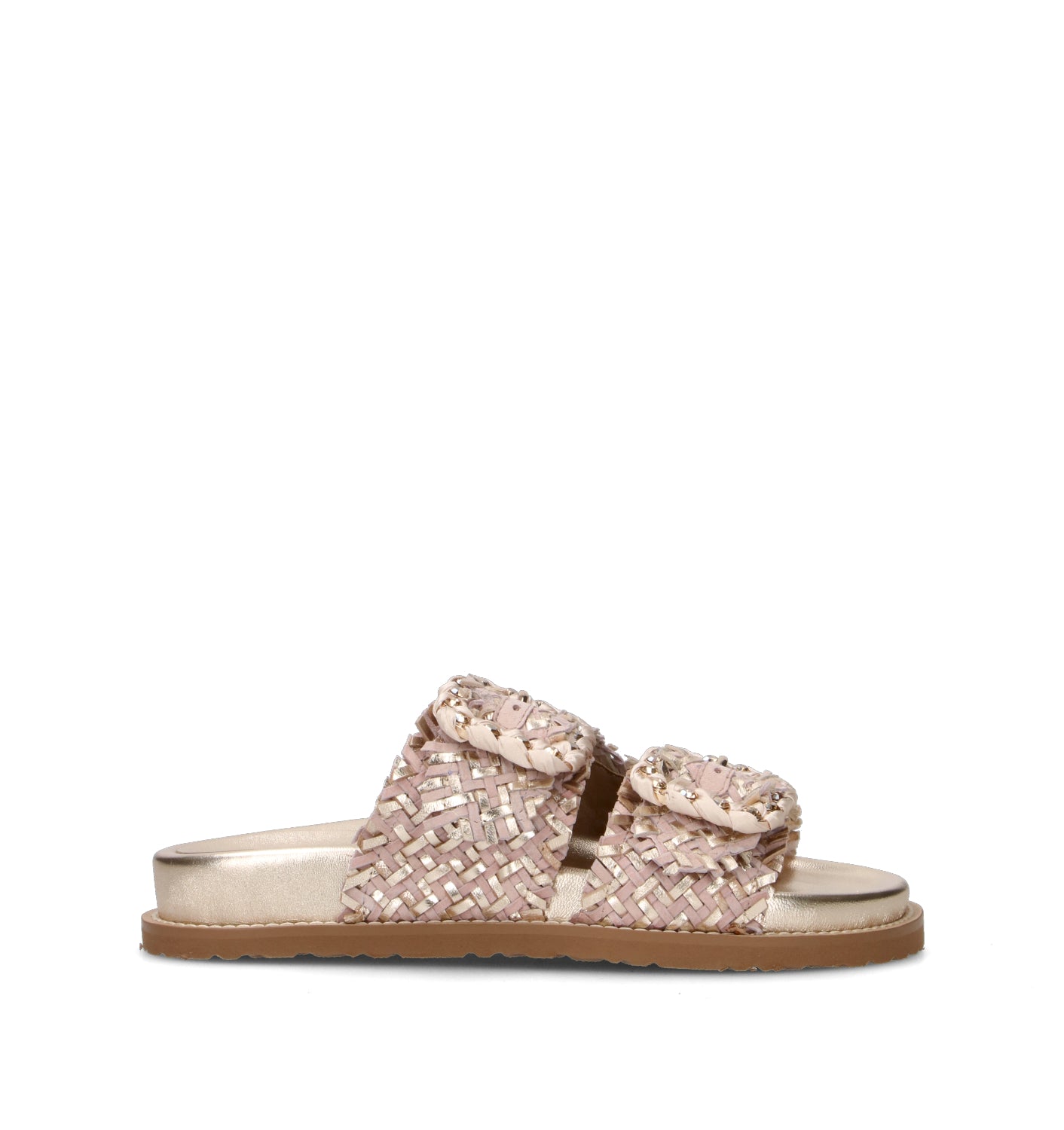 CORAL BLUE Ciabatta donna oro/rosa in pelle