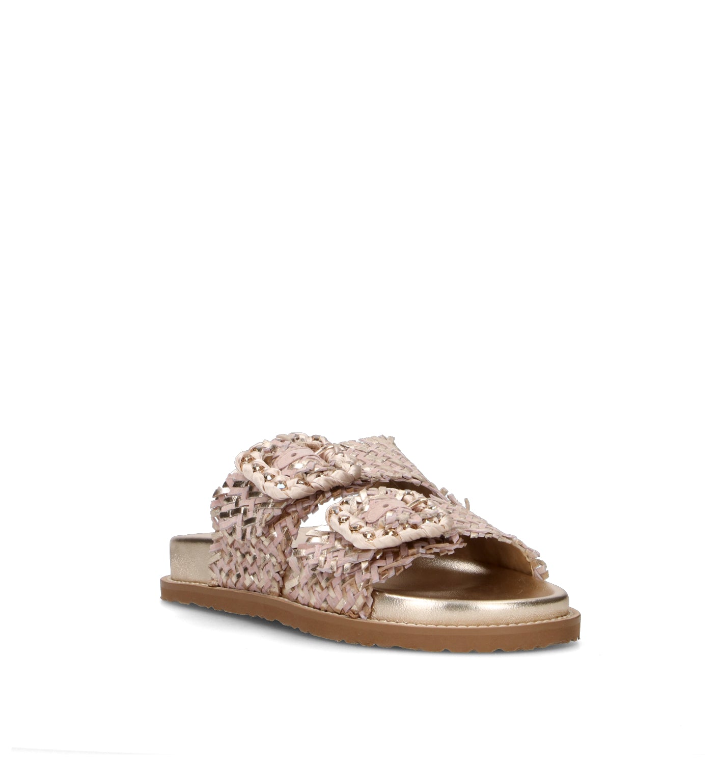 CORAL BLUE Ciabatta donna oro/rosa in pelle