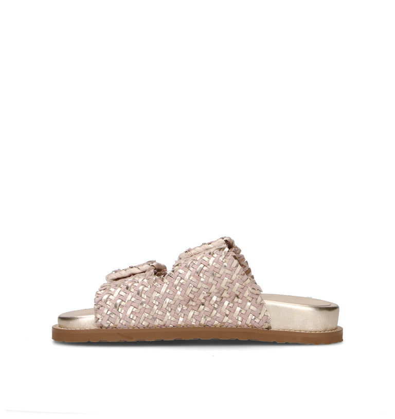 CORAL BLUE Ciabatta donna oro/rosa in pelle