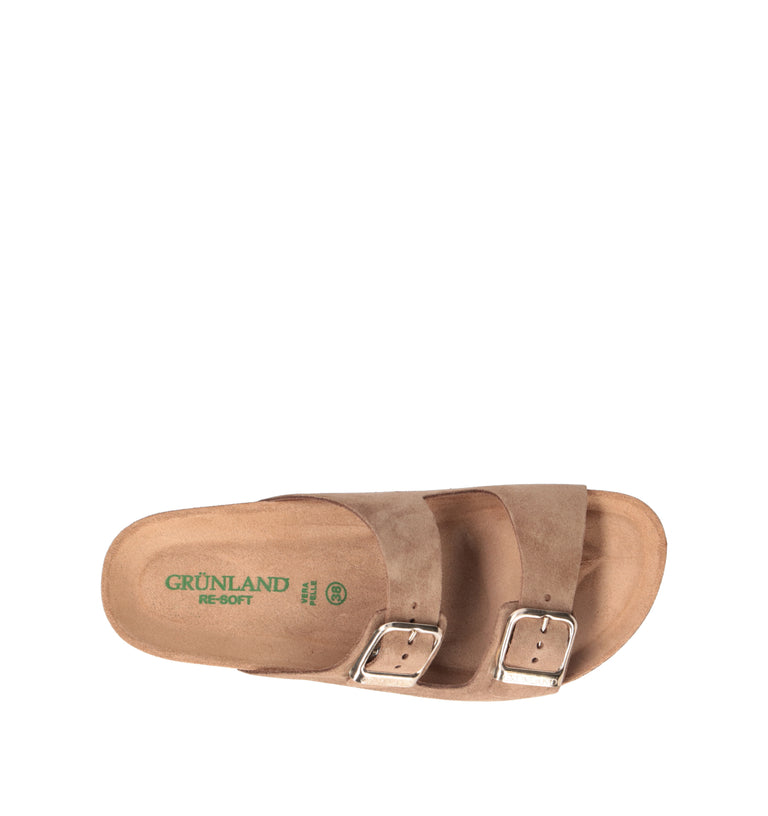 GRUNLAND Ciabatta donna taupe in suede