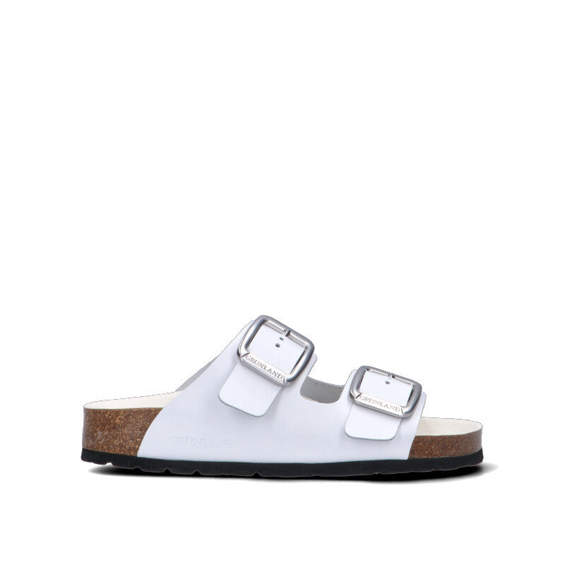 GRUNLAND Ciabatta donna bianca in pelle
