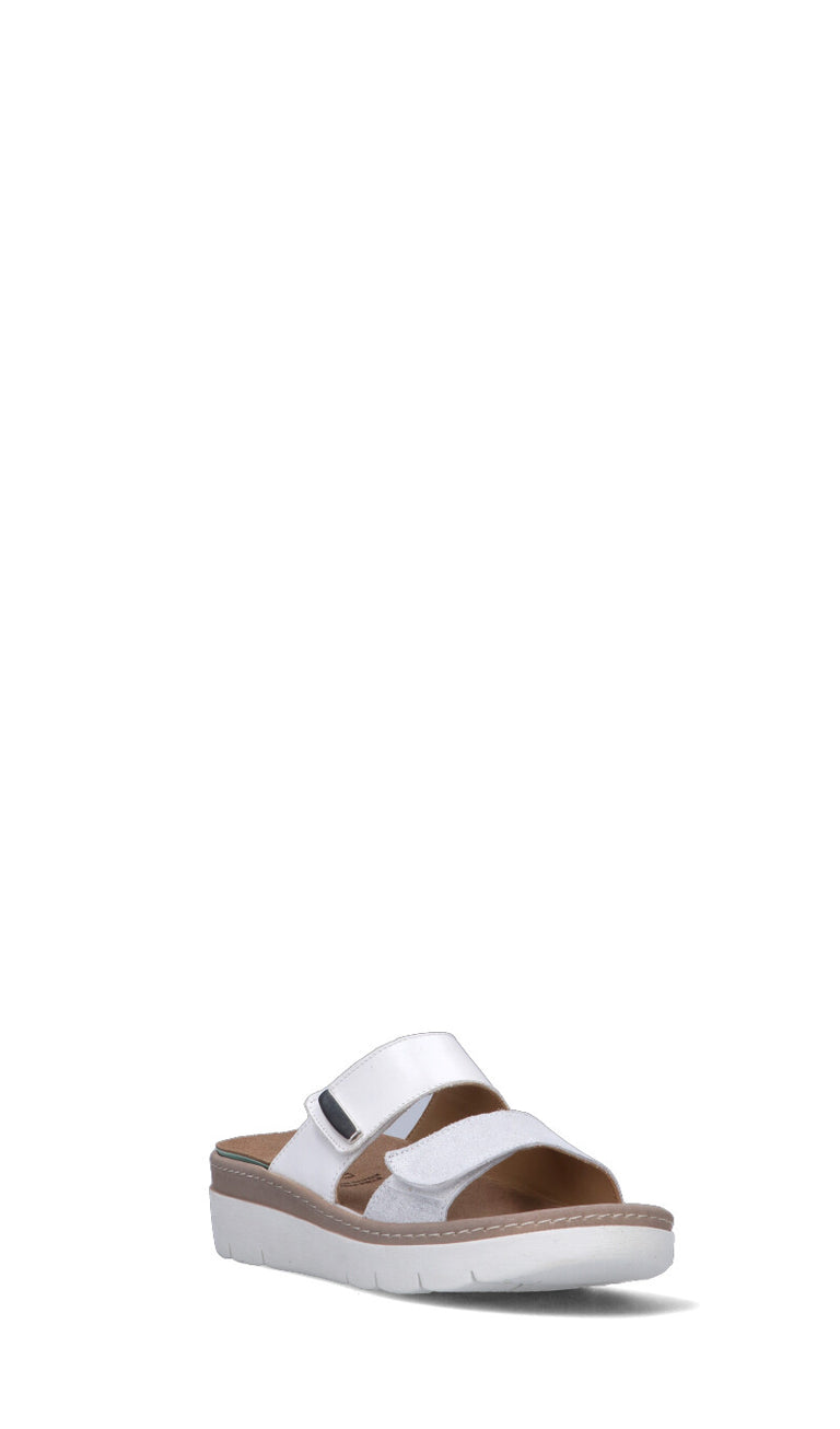 GRUNLAND Ciabatta donna bianca in pelle