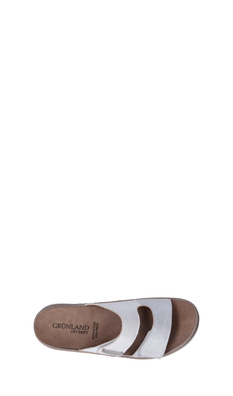 GRUNLAND Ciabatta donna bianca in pelle