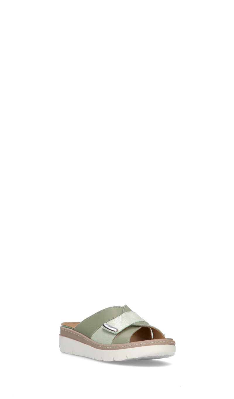 GRUNLAND Ciabatta donna menta in pelle