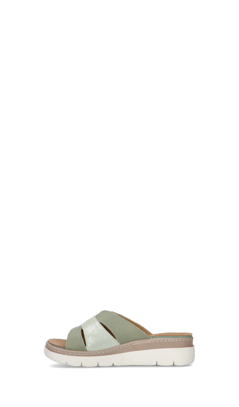 GRUNLAND Ciabatta donna menta in pelle