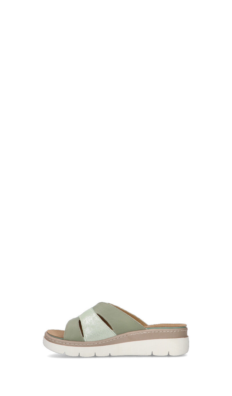 GRUNLAND Ciabatta donna menta in pelle