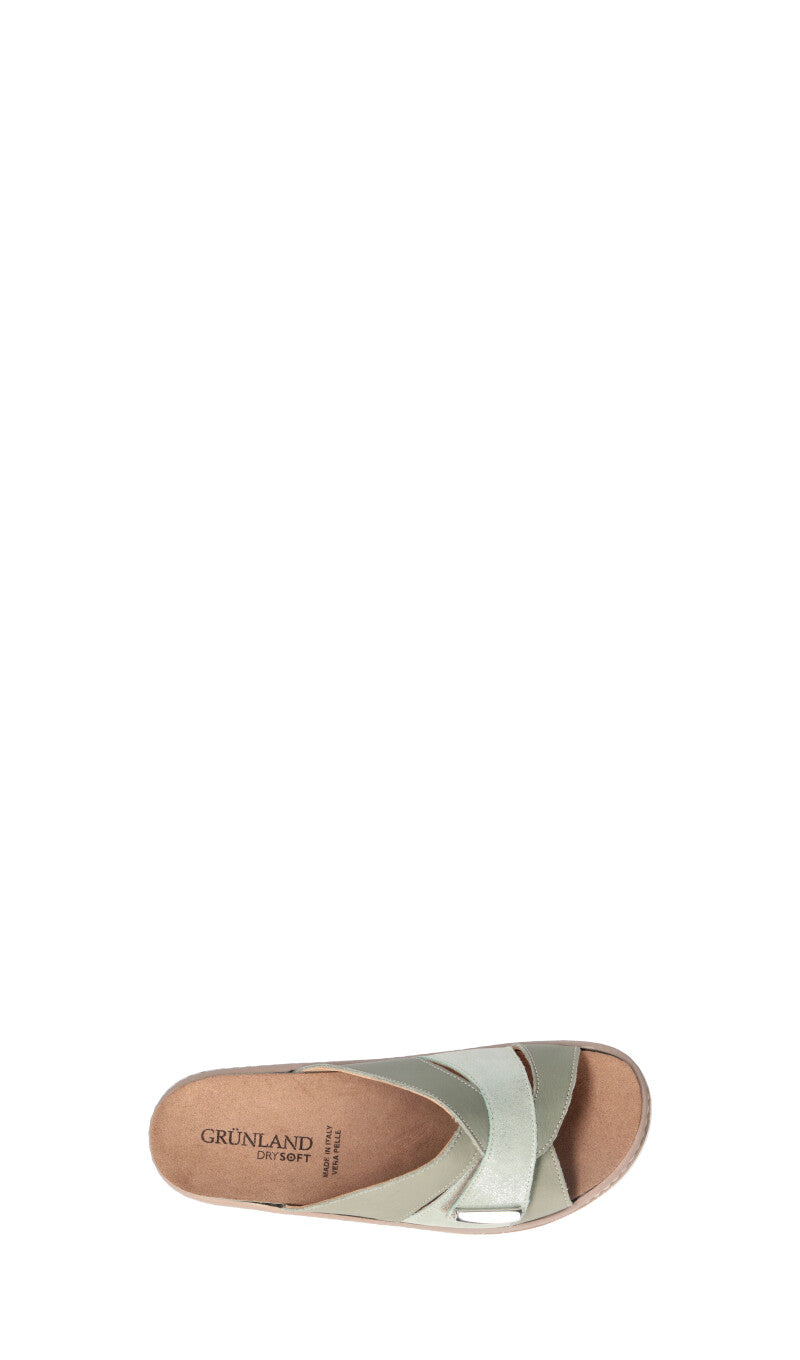 GRUNLAND Ciabatta donna menta in pelle