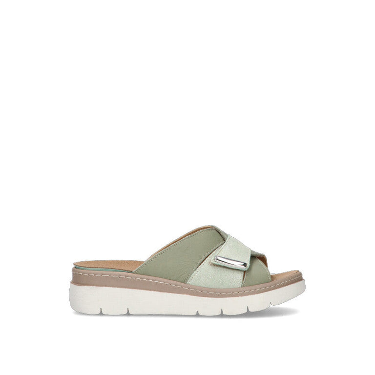 GRUNLAND Ciabatta donna menta in pelle