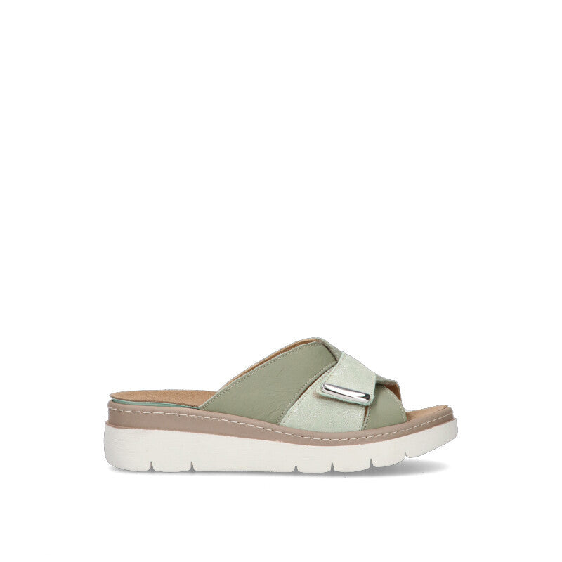 GRUNLAND Ciabatta donna menta in pelle