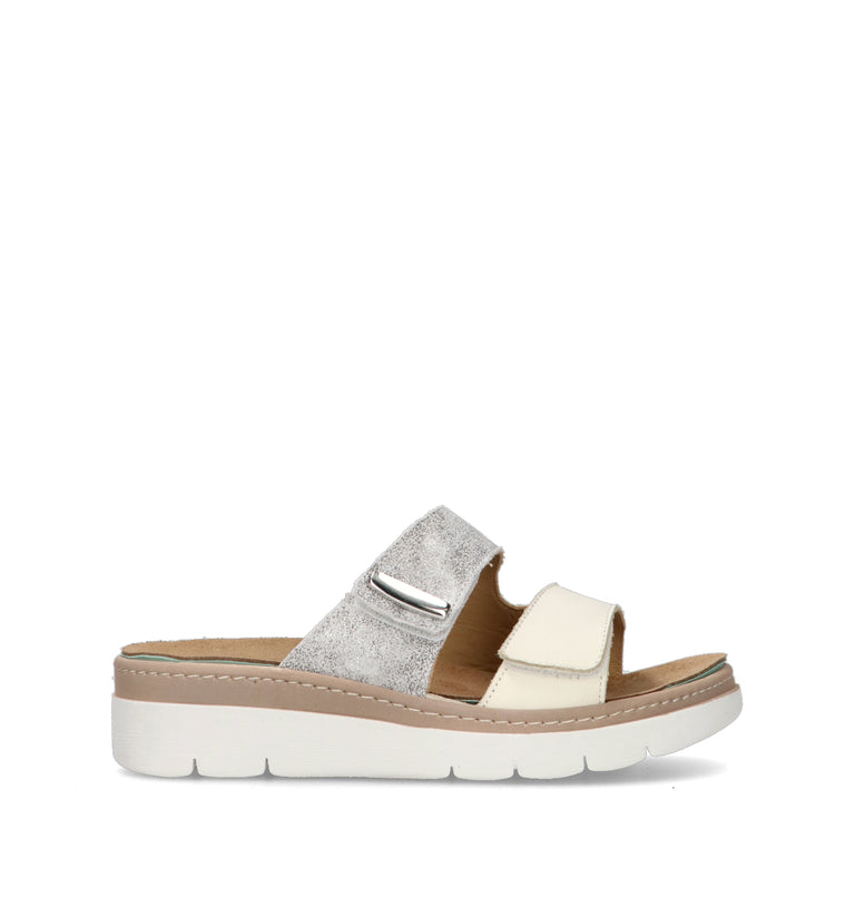 GRUNLAND Ciabatta donna bianca in pelle