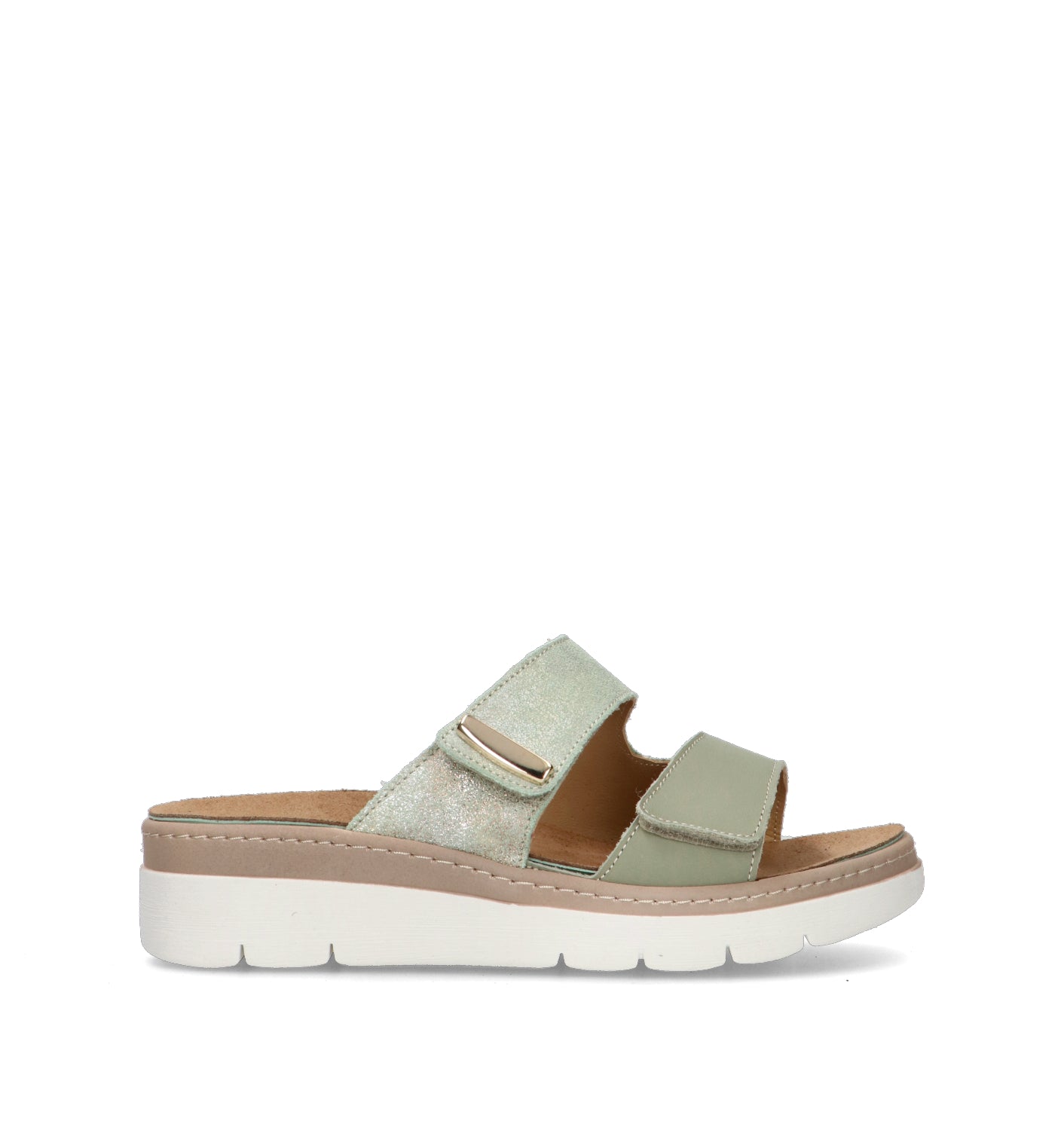 GRUNLAND Ciabatta donna salvia in pelle