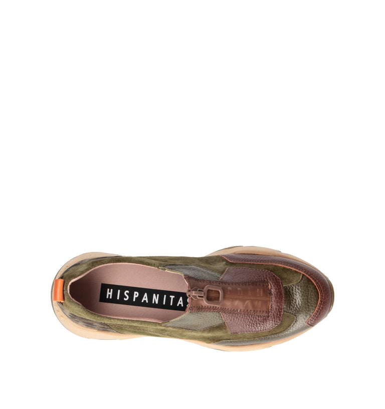 HISPANITAS Sneaker donna verde in suede