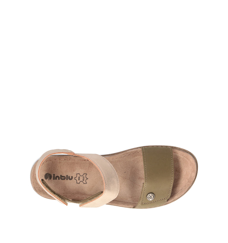 INBLU Sandalo donna verde in pelle
