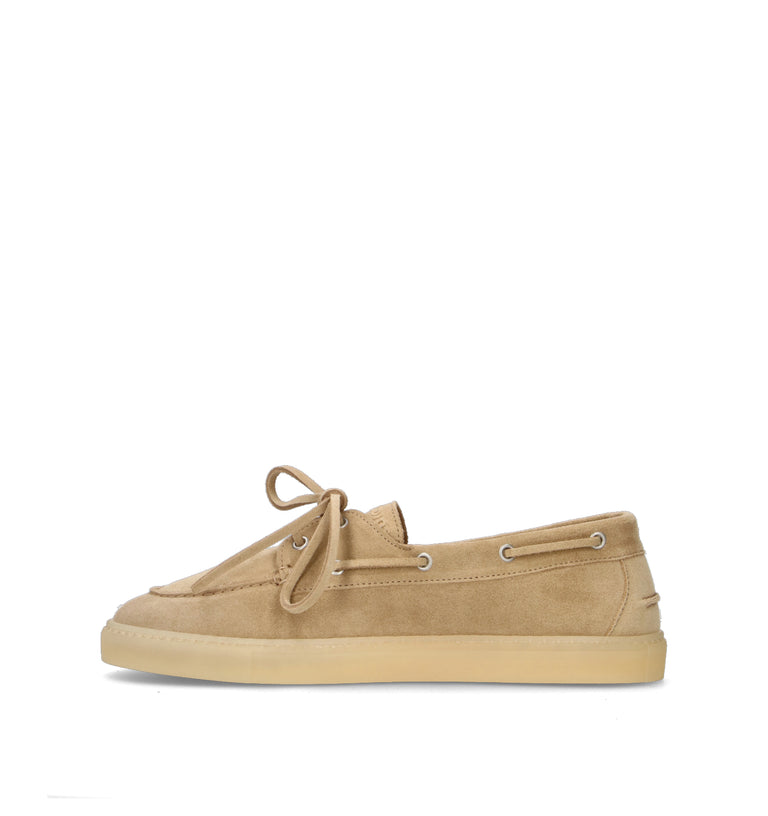 COPENHAGEN Scarpa barca uomo beige in suede