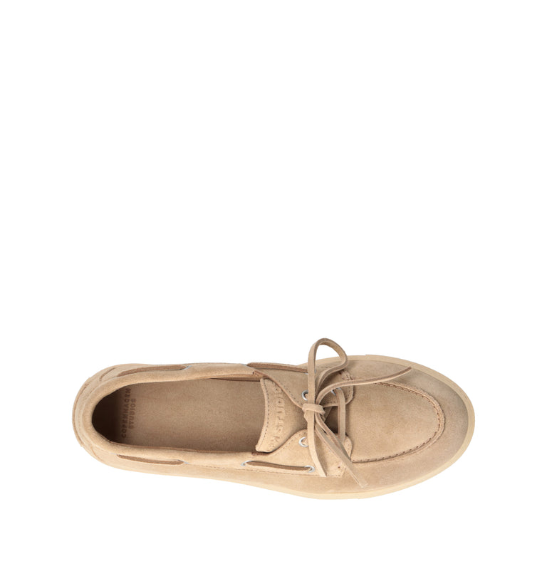 COPENHAGEN Scarpa barca uomo beige in suede