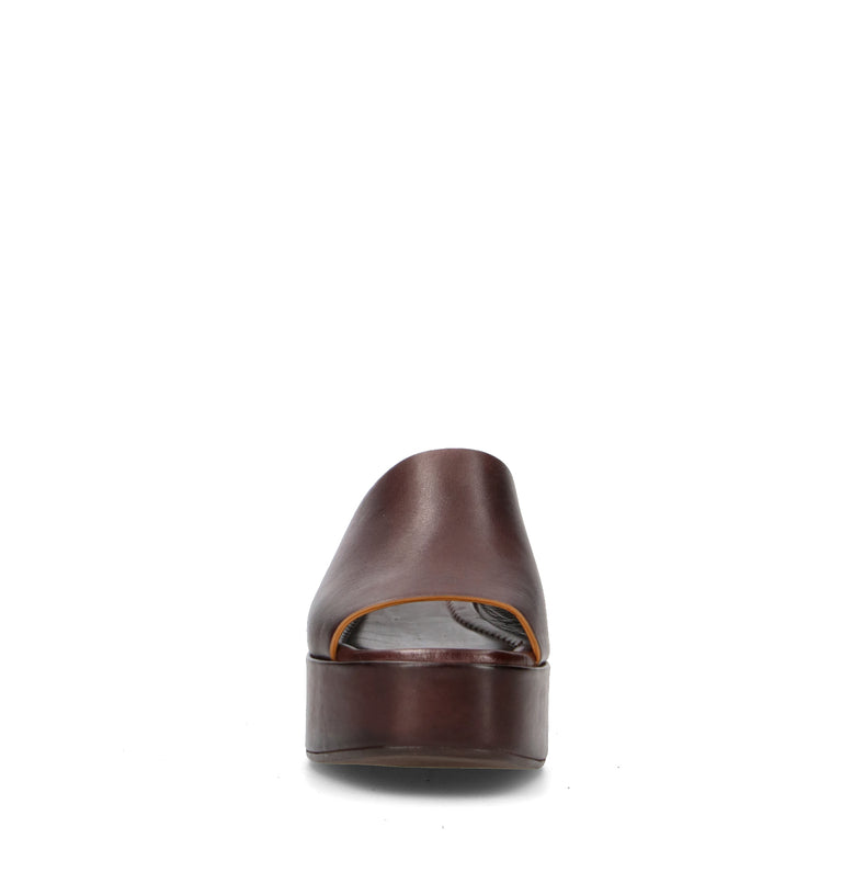 CURIOSITE Ciabatta donna marrone in pelle