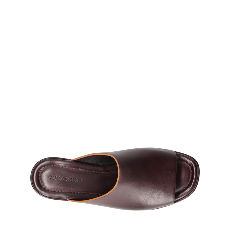 CURIOSITE Ciabatta donna marrone in pelle