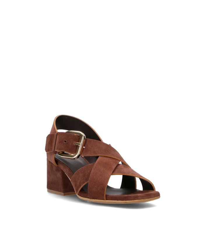 CURIOSITE Sandalo donna marrone in suede