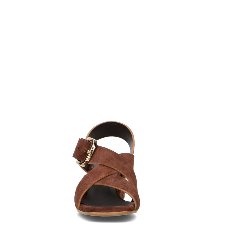 CURIOSITE Sandalo donna marrone in suede
