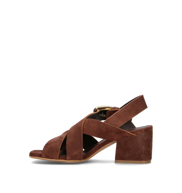 CURIOSITE Sandalo donna marrone in suede