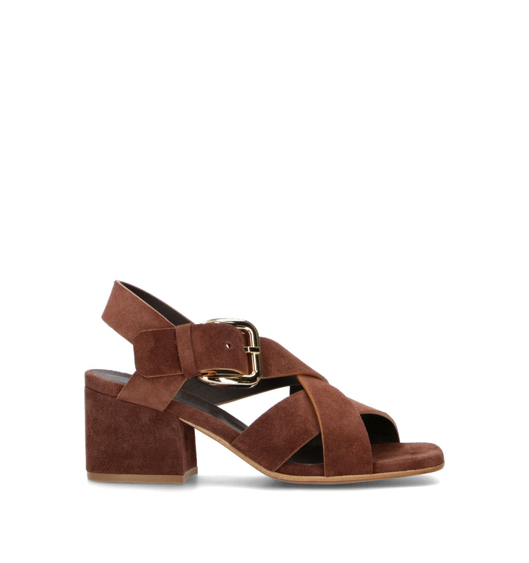 CURIOSITE Sandalo donna marrone in suede