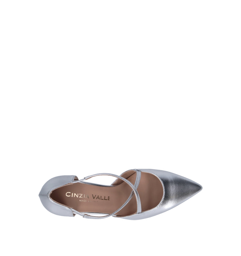 CINZIA VALLE Slingback donna argento in pelle