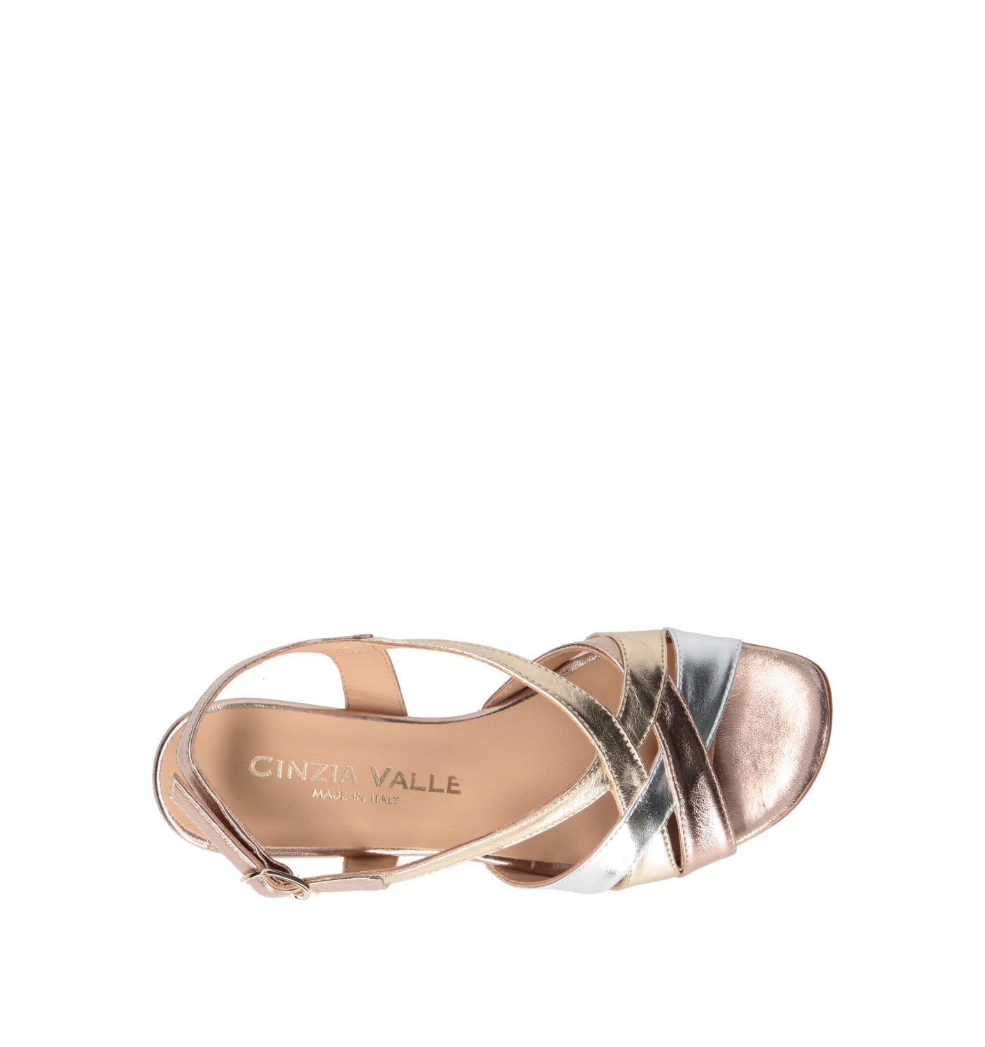 CINZIA VALLE Sandalo donna platino in pelle