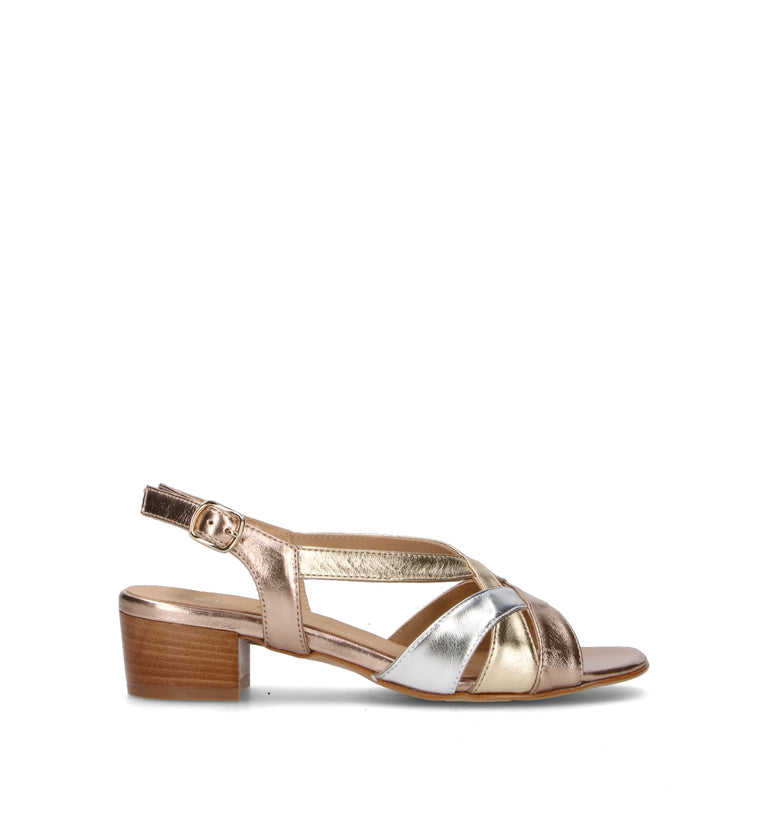CINZIA VALLE Sandalo donna platino in pelle