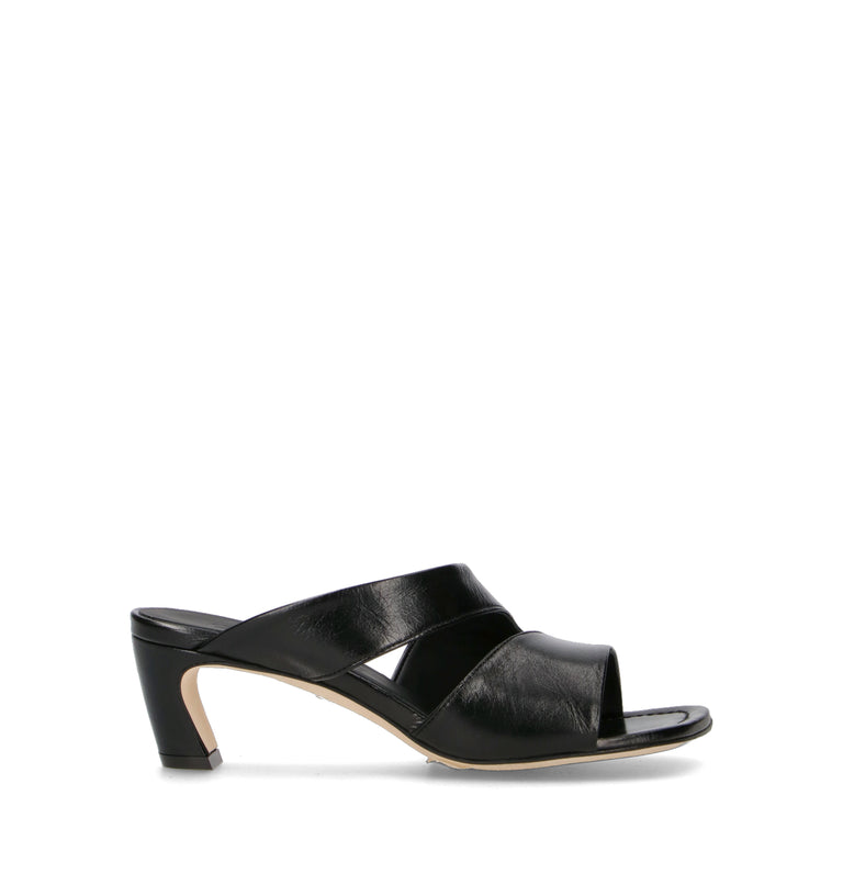 POEVE Sandalo donna nero in pelle