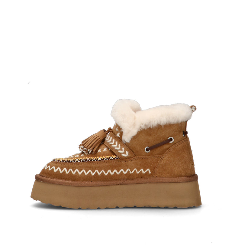 NANKU Stivaletto pelo donna cammello in suede