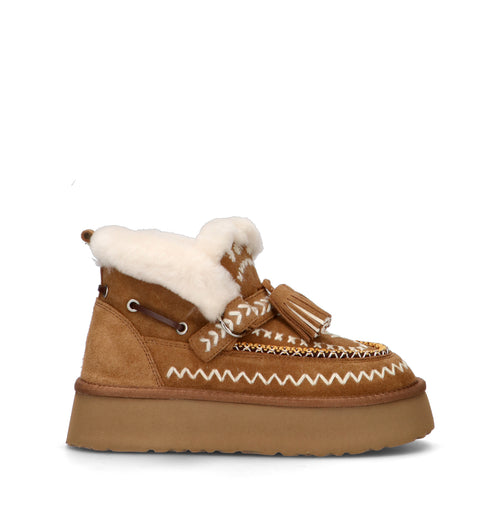 NANKU Stivaletto pelo donna cammello in suede