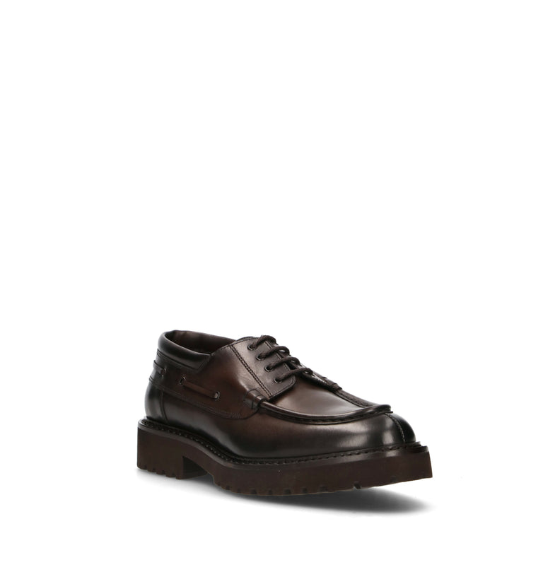 DOUCAL'S Stringata uomo marrone in pelle