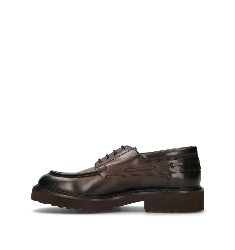 DOUCAL'S Stringata uomo marrone in pelle