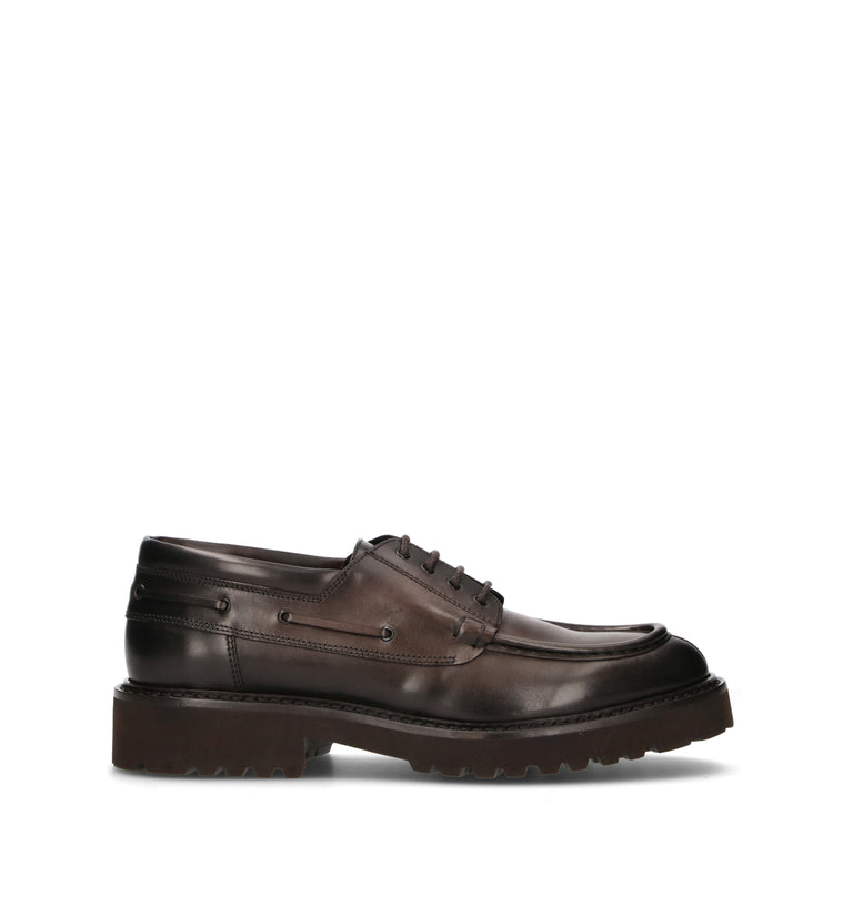 DOUCAL'S Stringata uomo marrone in pelle