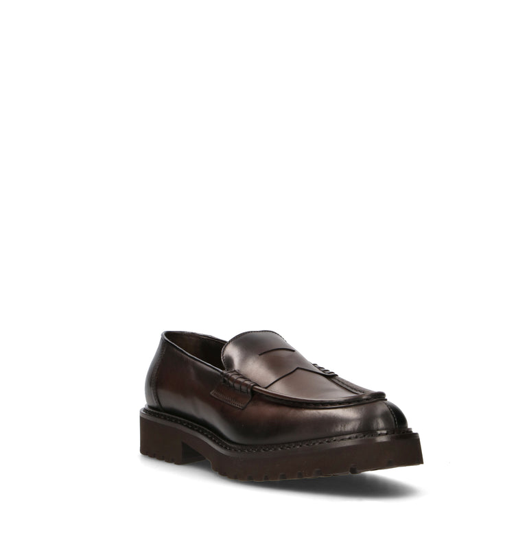 DOUCAL'S Mocassino uomo marrone in pelle