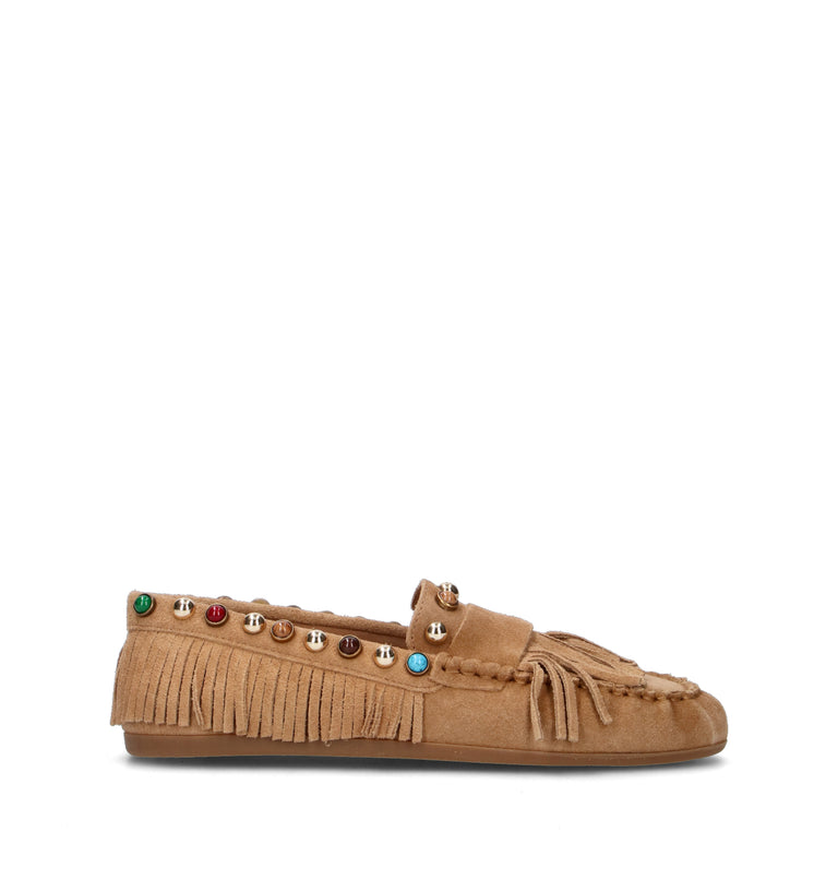 INUOVO Mocassino donna tan in suede