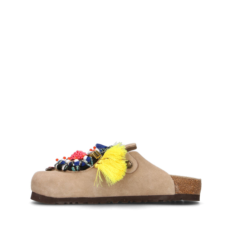 NANKU Ciabatta donna beige in suede