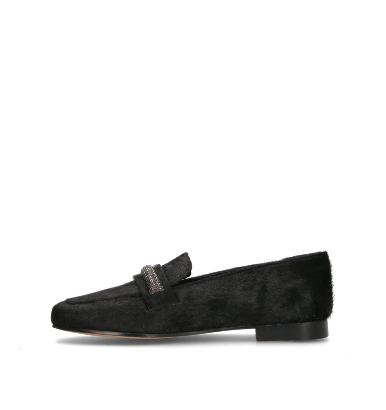 CATCH JUICE Mocassino donna nero in cavallino