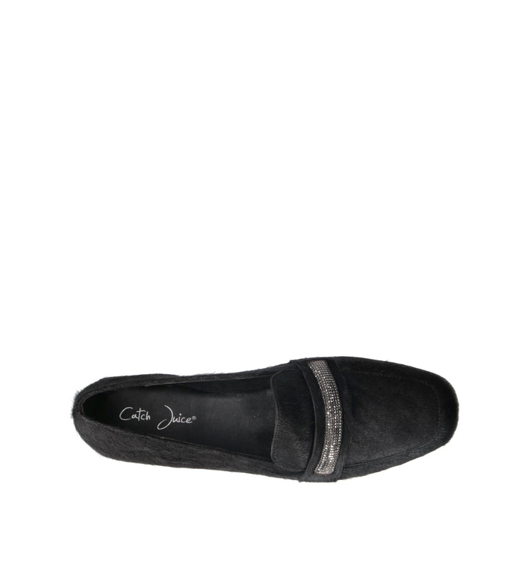 CATCH JUICE Mocassino donna nero in cavallino