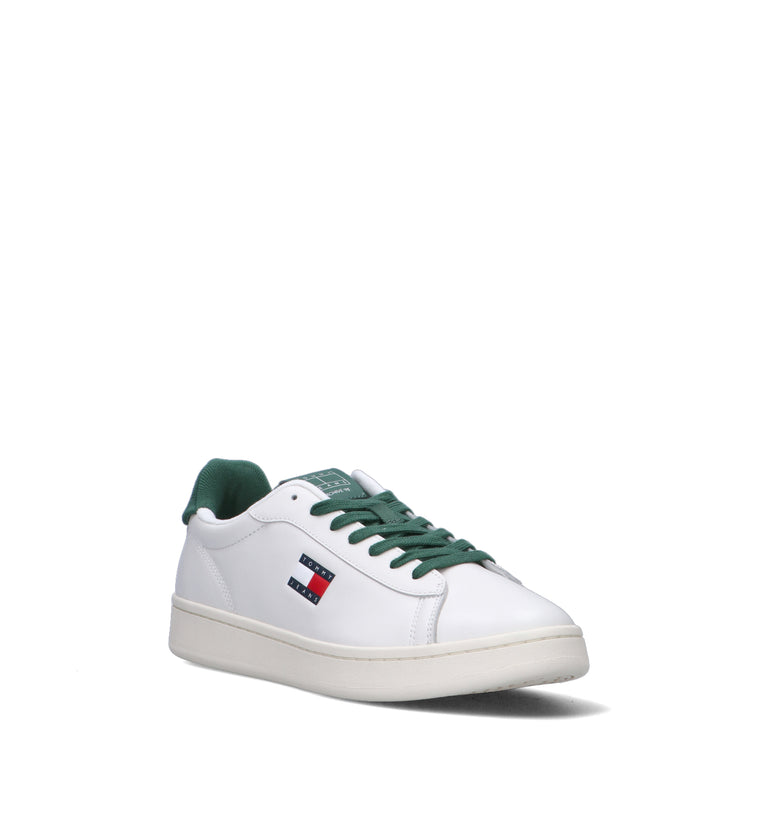 TOMMY HILFIGER JEANS Sneaker uomo bianca/verde in pelle